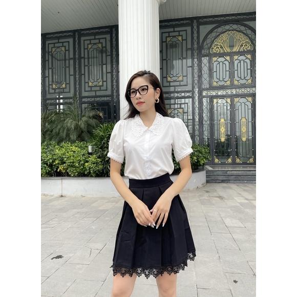 Áo sơ mi cổ ren tay bồng hàng thiết kế đẹp may bán shop