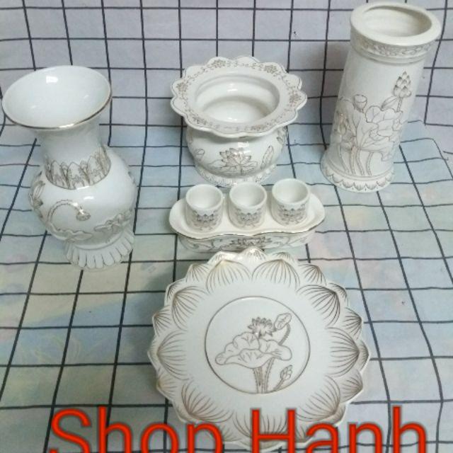 Combo thờ cúng bạch ngọc hứng tàn_size trung