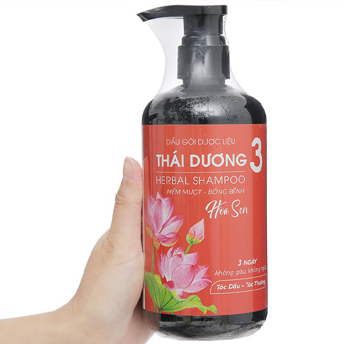 Dầu gội thảo dược Thái Dương 3 Gold, hương Hoa Sen- Chai 500ml dành cho tóc gàu ngứa