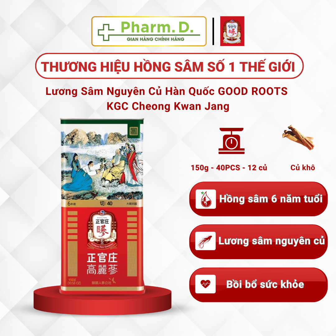 Lương Sâm Nguyên Củ Hàn Quốc GOOD ROOTS KGC Cheong Kwan Jang 150g (40PCS - 12 củ)