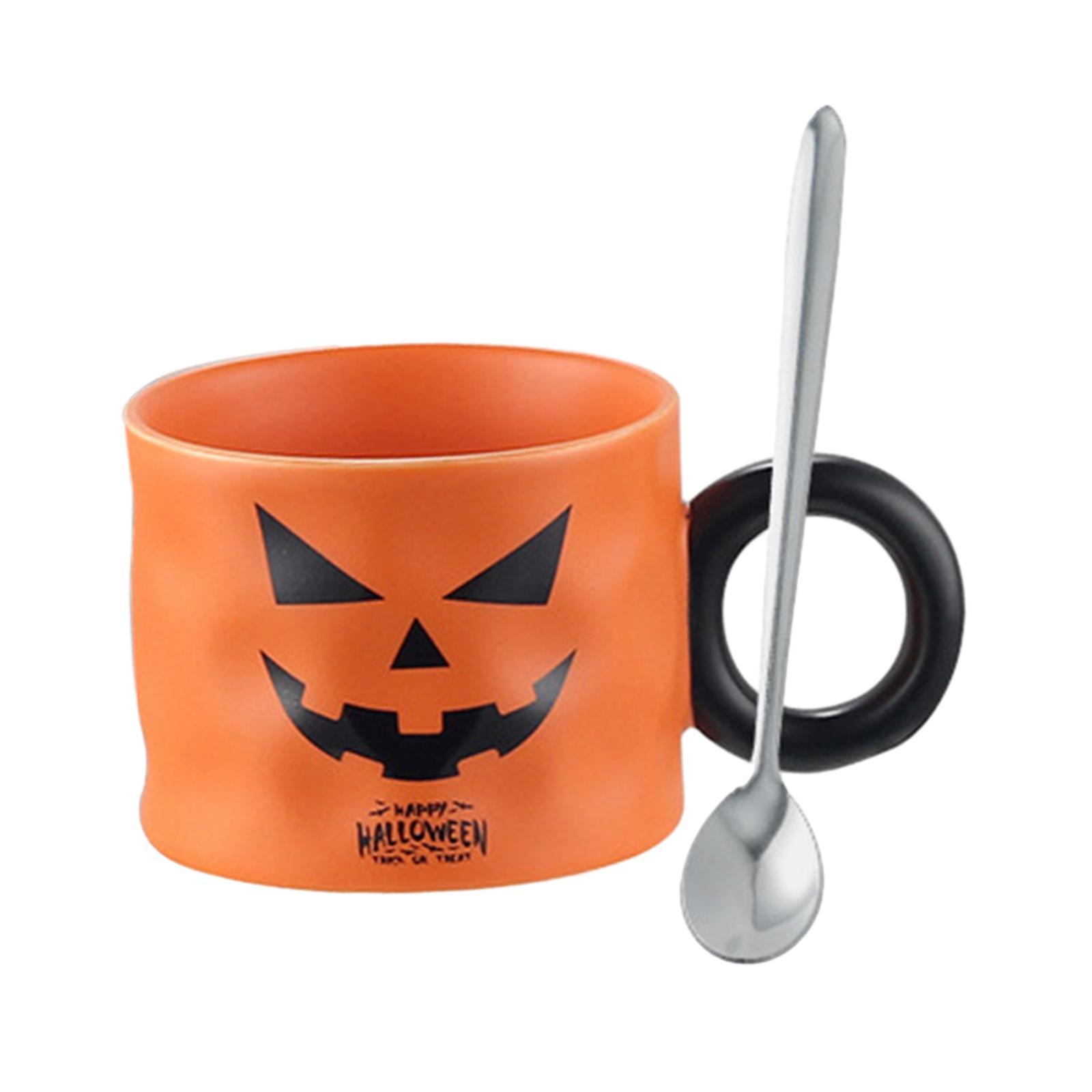 Pumpkin Shaped Mug Halloween Cartoon Mug Cartoon Milk Juice Cup Halloween Mug Set Ceramics Coffee Mug Holiday Coffee Mug for Theme Party Men