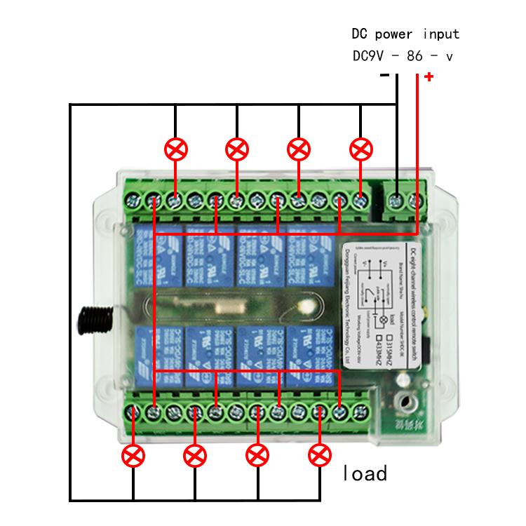 Công tắc điều khiển từ xa rf không dây 8 kênh 12v /24v/36v/220VRRemote Công tắc điều khiển động cơ từ xa không dây