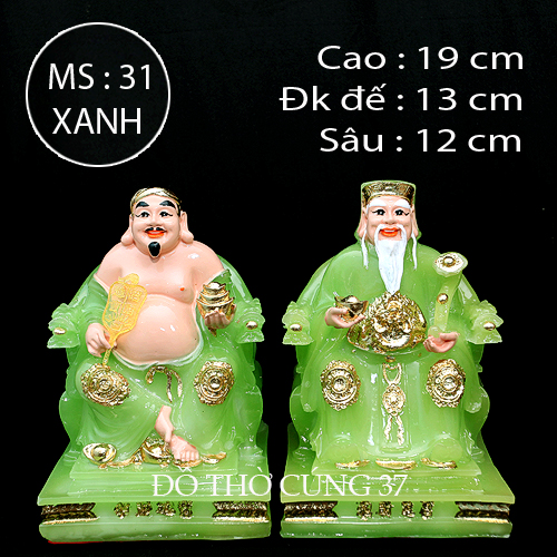 [  Cao 19 cm , 24 cm ] TƯỢNG THẦN TÀI THỔ ĐỊA MÀU XANH - MS 31  [ COMPOSITE + BỘT ĐÁ