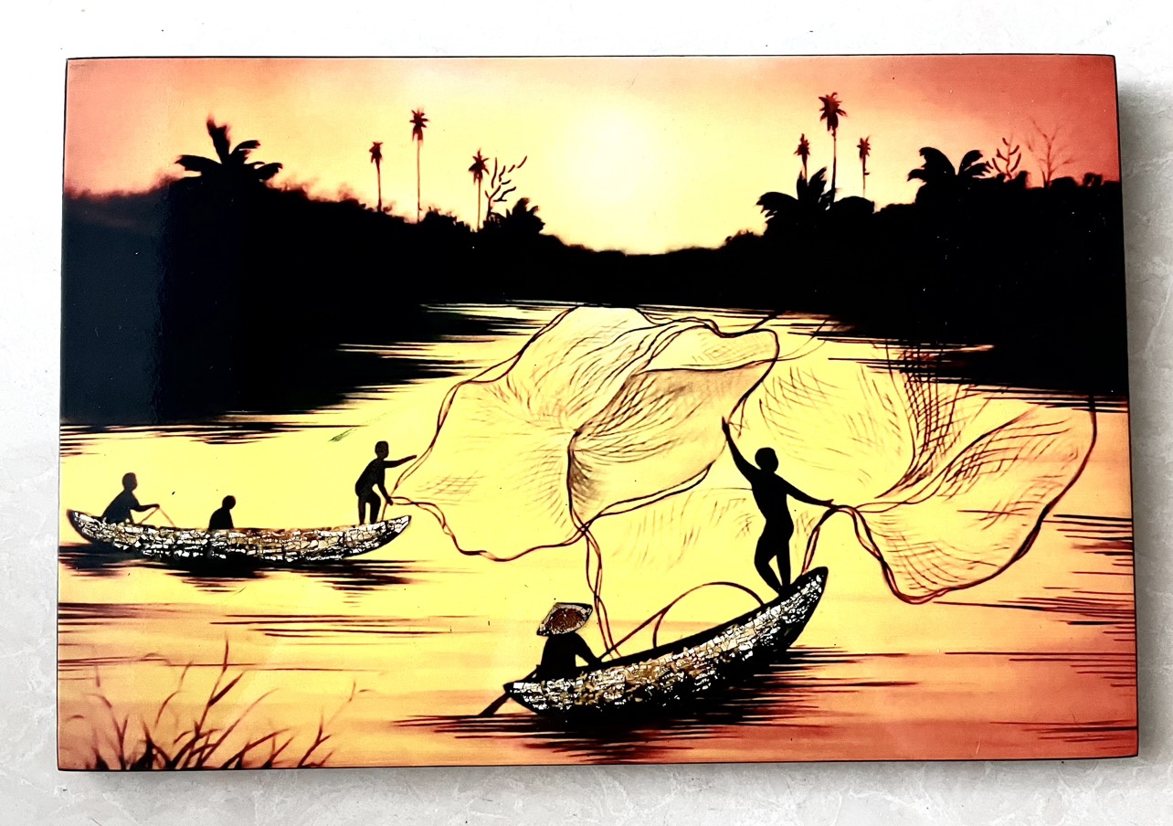 Tranh sơn mài - ĐỒNG QUÊ VIỆT NAM - Hàng xuất khẩu size 20x30 cm