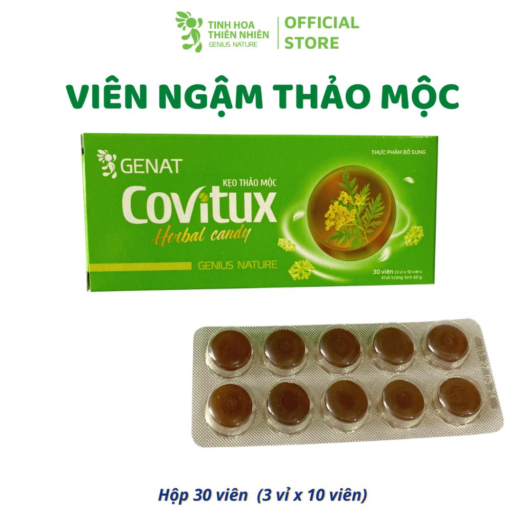 Combo 4 sản phẩm kẹo Genat - Kẹo thảo mộc Covitux (Hộp 30v), Gezcol , Genat Gừng, Genat chanh sả (túi 20v)