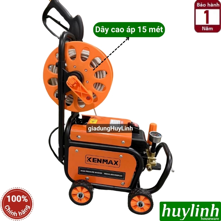 Máy xịt rửa xe Chỉnh Áp Kenmax KM-3050 Plus - 3050W - Có chống giật + rulo cuộn dây - motor lõi đồng 100% - Hàng chính hãng