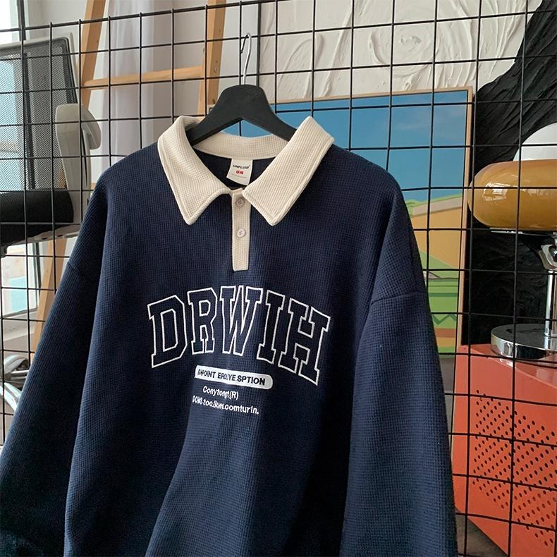 Áo polo tay dài DRWIH - Áo Sweater Unisex Form Rộng - Vải tổ ong Phong Cách Ulzzang – MayLinh Shop