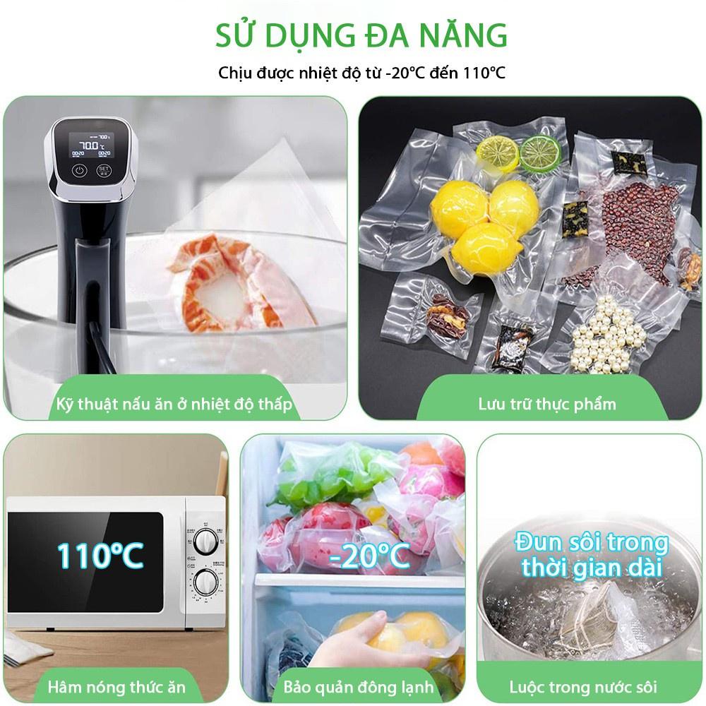 Túi hút chân không thực phẩm hai mặt trơn, 1kg túi hút chân không PA PE trơn dày 10 zem cao cấp đủ size (2 mặt trơn)