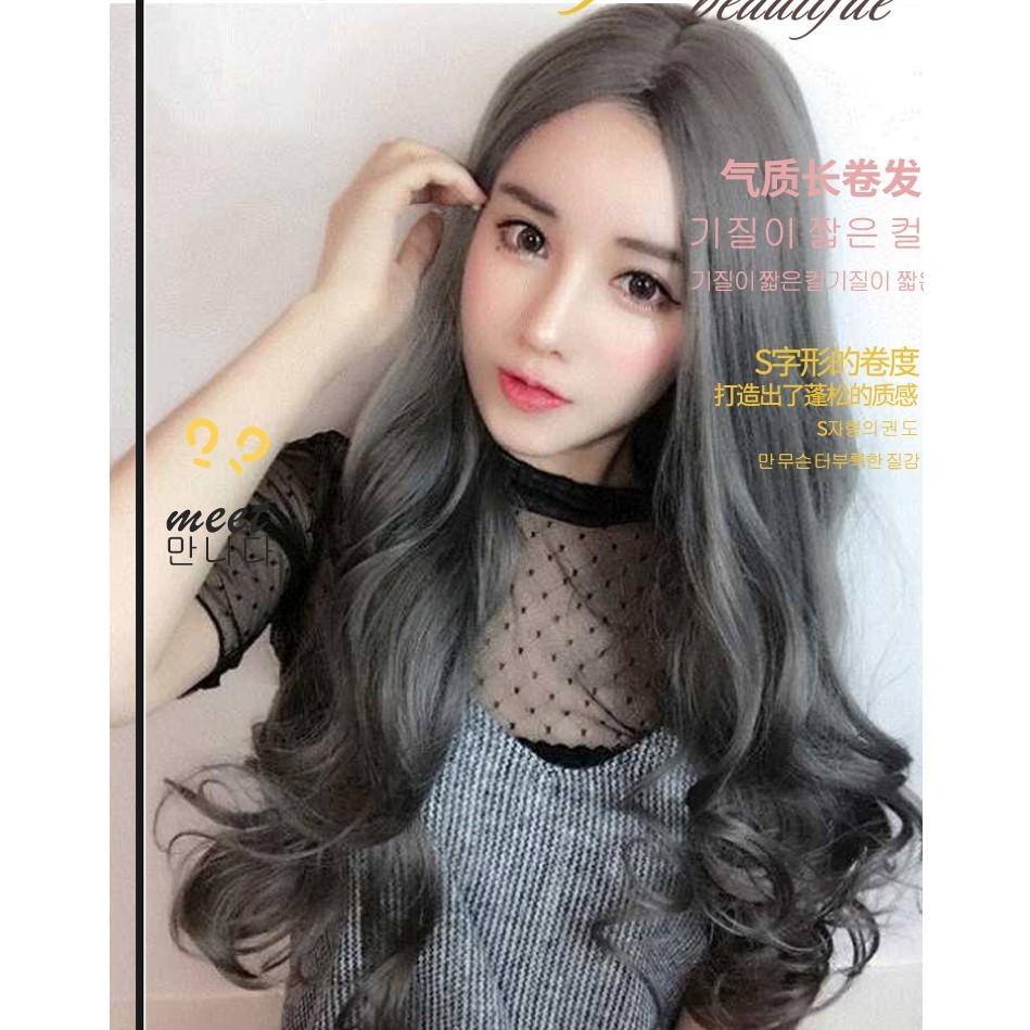 Tóc giả nữ cả đầu dài xoăn cao cấp có da đầu - TG873