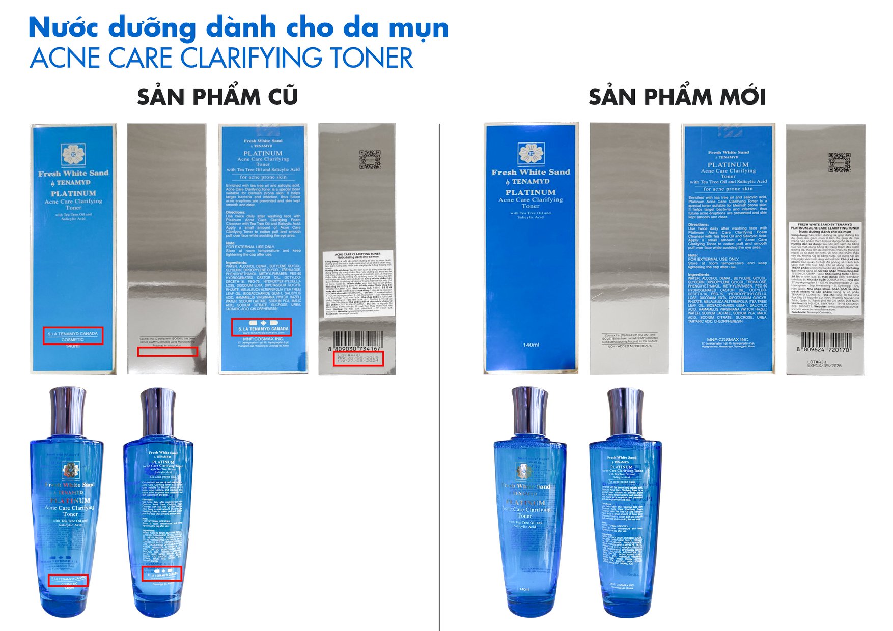 Nước dưỡng dành cho da dầu mụn Tenamyd Platinum Acne Care Clarifying Toner 140ml - Hàng chính hãng - Lady &amp; Men Viet Nam