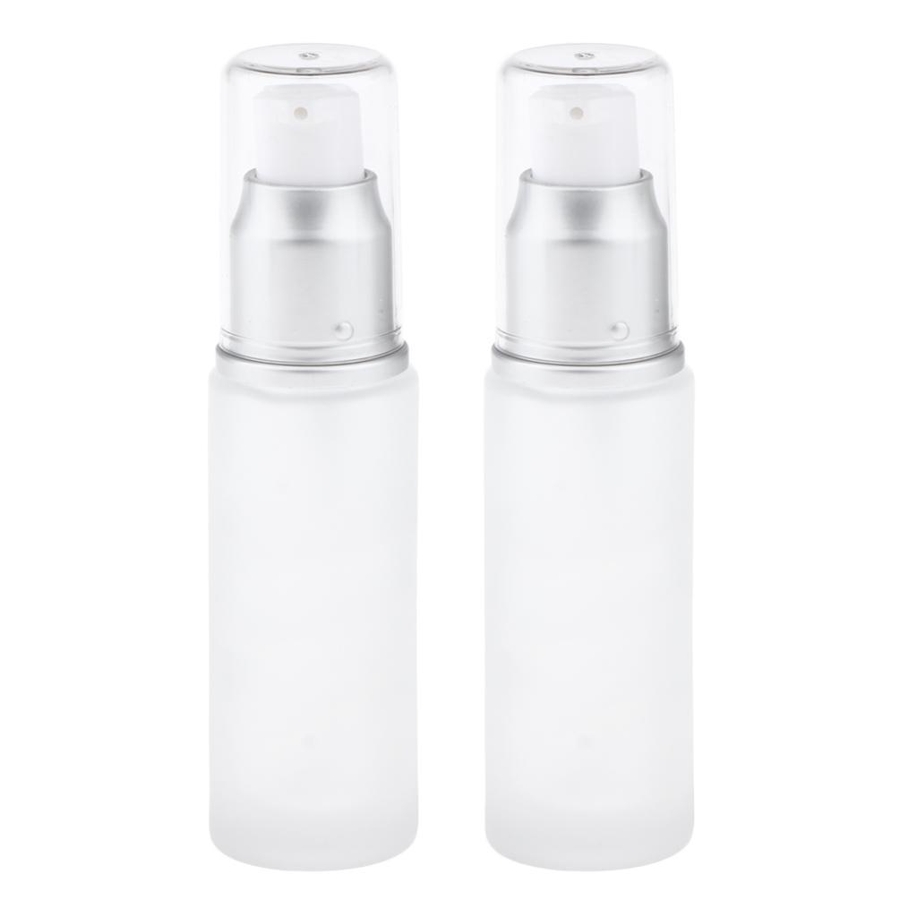 Pack Of 4 Empty Glass Lotion Cream Pump Container & Bottle Travel