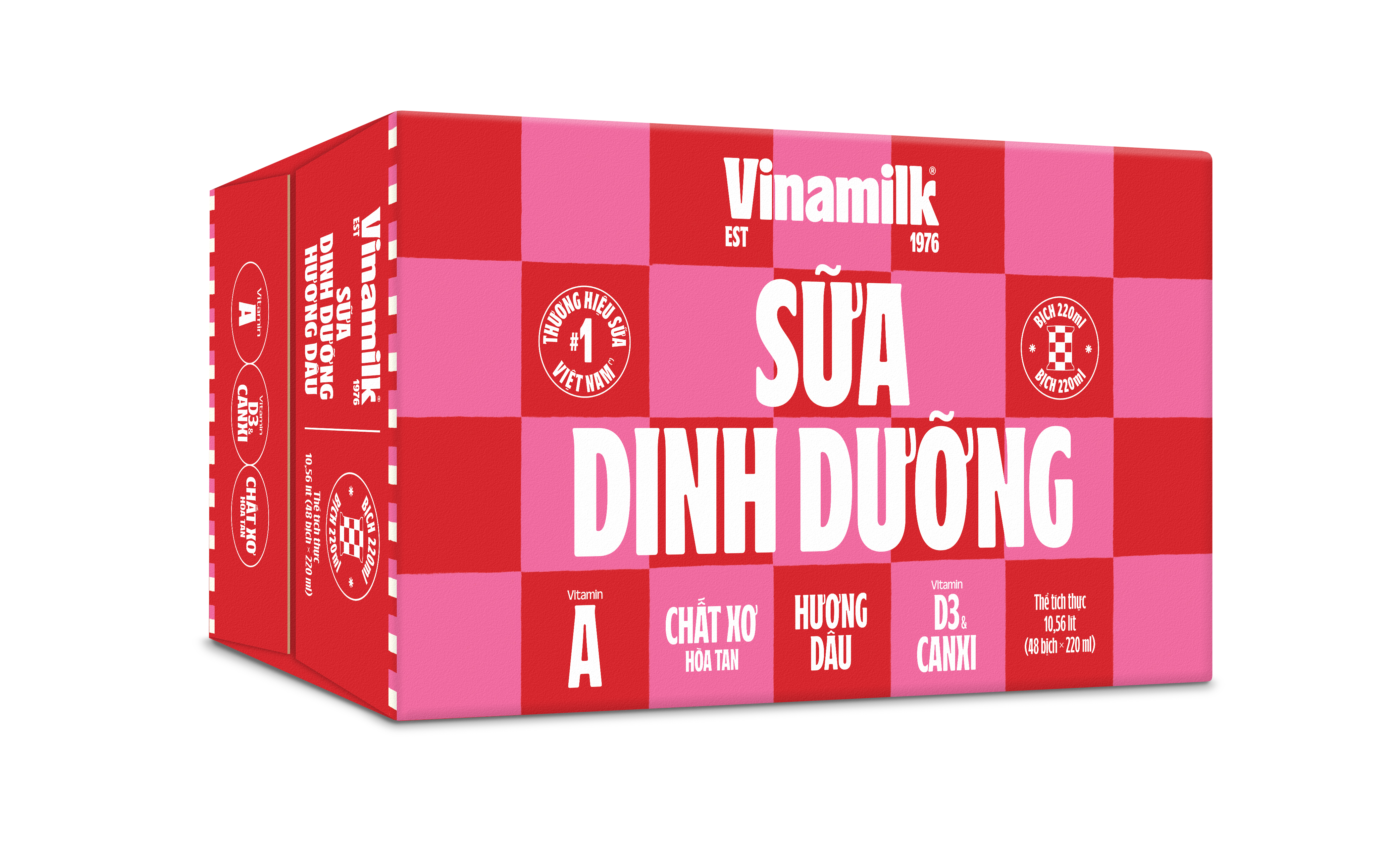 Thùng 48 Bịch Sữa Dinh Dưỡng Vinamilk Hương Dâu