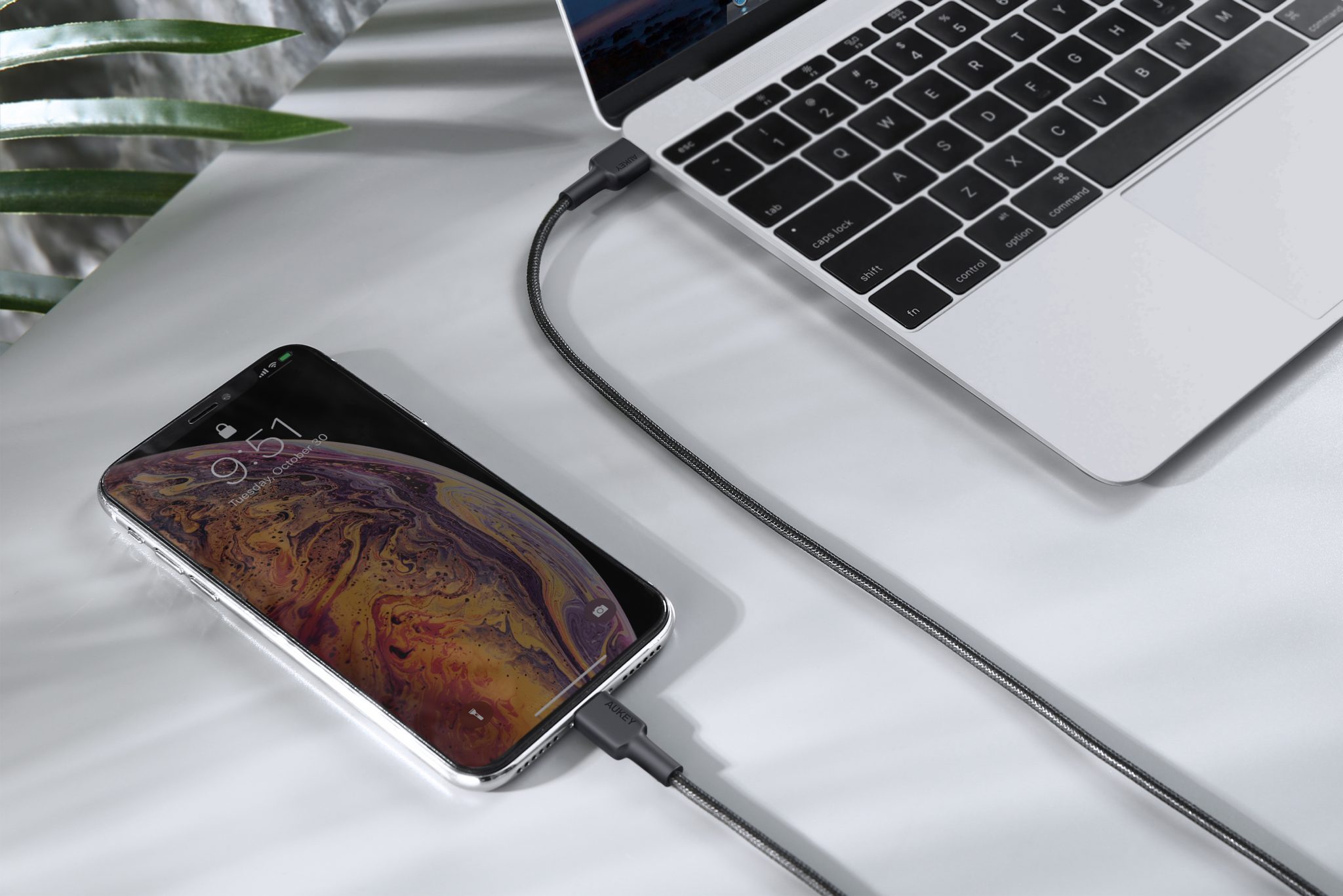 Cáp sạc nhanh cho Iphone hiệu Aukey PD-C to Lightning MFI  CB-CL3 dài 0.9m