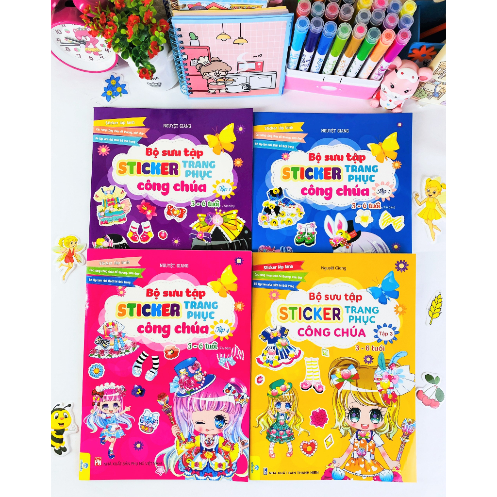 Sách - Combo 4 Cuốn Bộ Sưu Tập Sticker Trang Phục Công Chúa - Ndbooks
