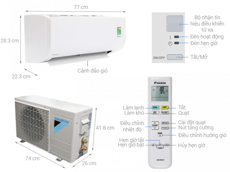 ThÃ´ng sá» ká»¹ thuáº­t MÃ¡y láº¡nh Daikin 1 HP FTC25NV1V