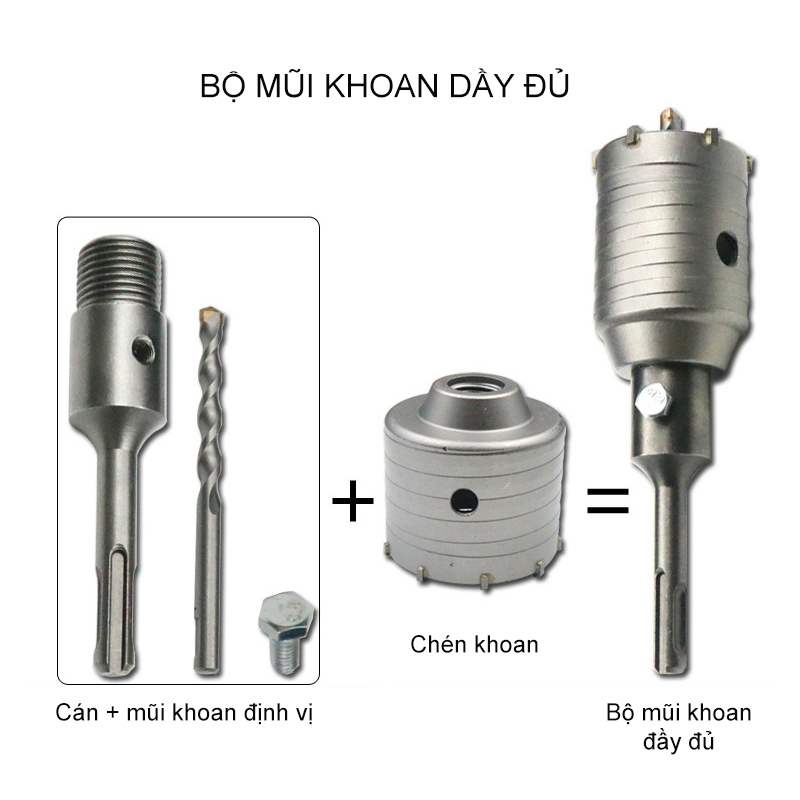 Mũi khoan khoét lỗ tường bê tông, gạch, cán dài 30cm