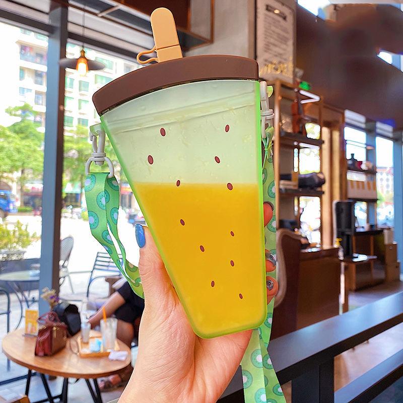 Bình Nước Nhựa Dễ Thương Dưa Hấu Kem Bình Nước Có Ống Hút Bình Chống Rơi Di Động Popsicle Cốc Trẻ Em Nước