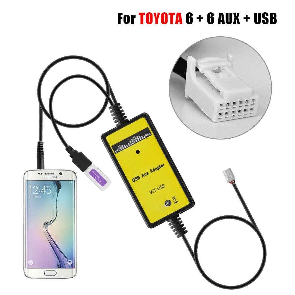 Đầu chuyển đổi âm thanh kèm giắc cắm 3.5mm cho xe hơi TOYOTA LEXUS Corolla RAV4 Camry MP3 USB AUX 6+6Pin