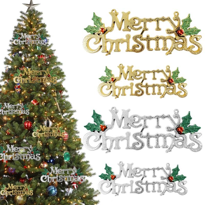 Phụ Kiện Trang Trí Cây Thông Giáng Sinh Hình Chữ Merry Christmas 3D Kích Thước 14 / 20cm
