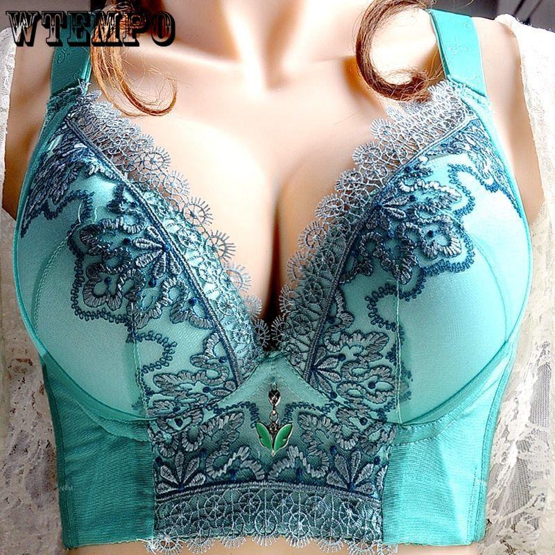 44 46 C D E Plus Kích Thước Đồ Lót Áo Ngực Push Up Bra Nữ Ren Thêu Hoa Gợi Cảm Tập Hợp Áo Bralette không Dây Áo Mới