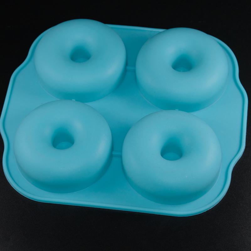 4 thậm chí Donut Baking Pan Silicone Doughnut Khuôn Không dính Sô Cô La Fondant Khuôn Kẹo Dạng Xà Phòng Phụ Kiện Nhà Bếp Baking công cụ