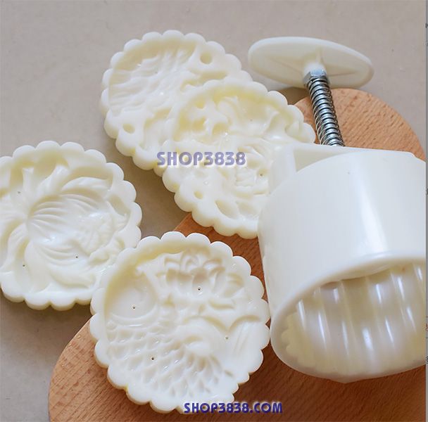 Bộ Khuôn Lò Xo Làm Bánh Trung Thu 4 Mặt 125-150-180gr Cá Chép Hóa Rồng