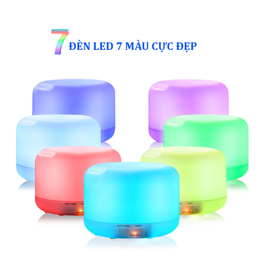 Máy khuếch tán tinh dầu trụ tròn loại lớn 500ml và 300ml led nhiều màu tự động tắt khi hết nước Venado