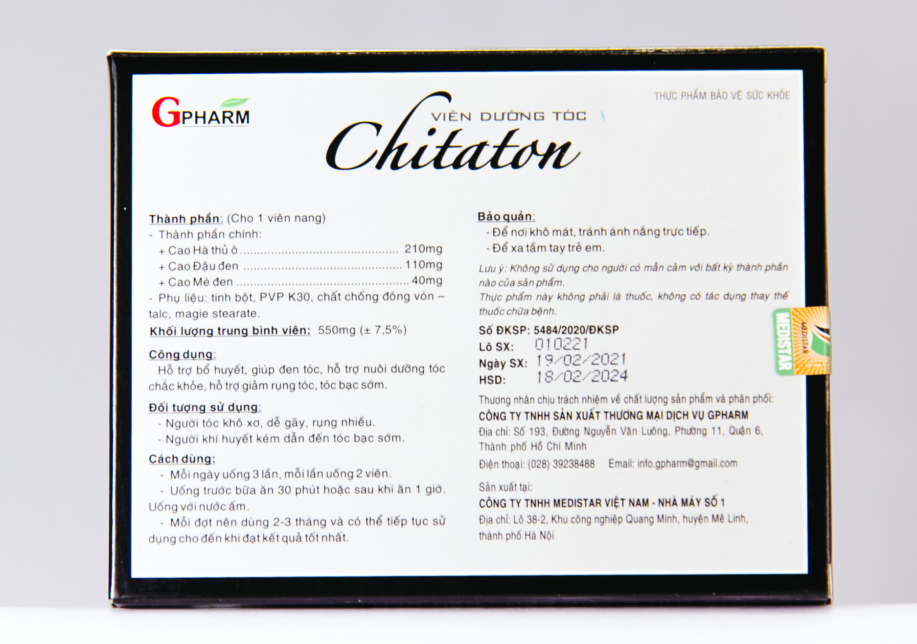 Viên Dưỡng Tóc CHITATON hỗ trợ bổ huyết giúp đen tóc, nuôi dưỡng tóc chắc khỏe, giảm rụng tóc, tóc bạc sớm