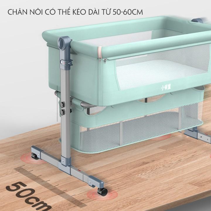 Nôi cũi trẻ em, nôi vải cho bé từ sơ sinh. Có màn, có thể ghép cạnh giường cha mẹ, gấp gọn, giỏ đựng đồ tầng dưới