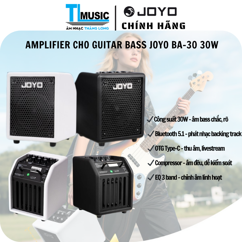Amp Bass Joyo BA-30 30W Bluetooth 5.1 OTG Compressor EQ 3 Band Loa Bass Mini- Hàng chính hãng