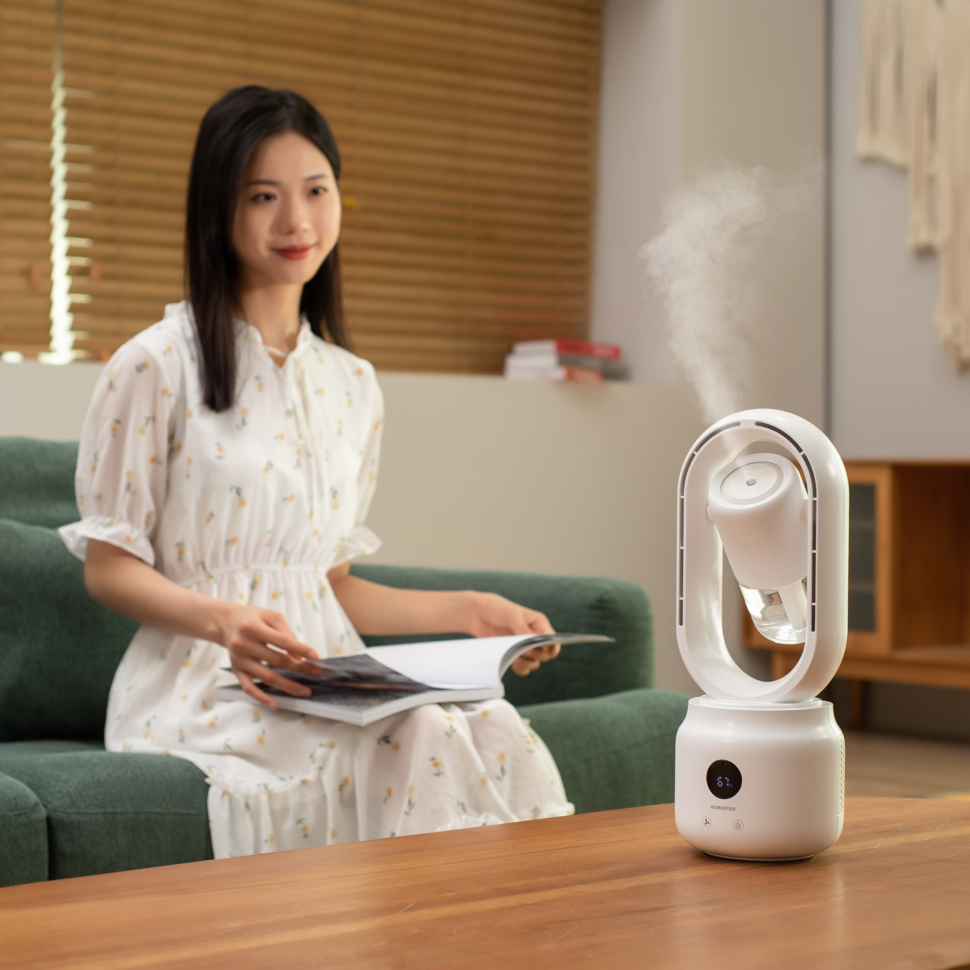 Quạt không cánh phun sương kết hợp đèn ngủ 3 in 1- K1578