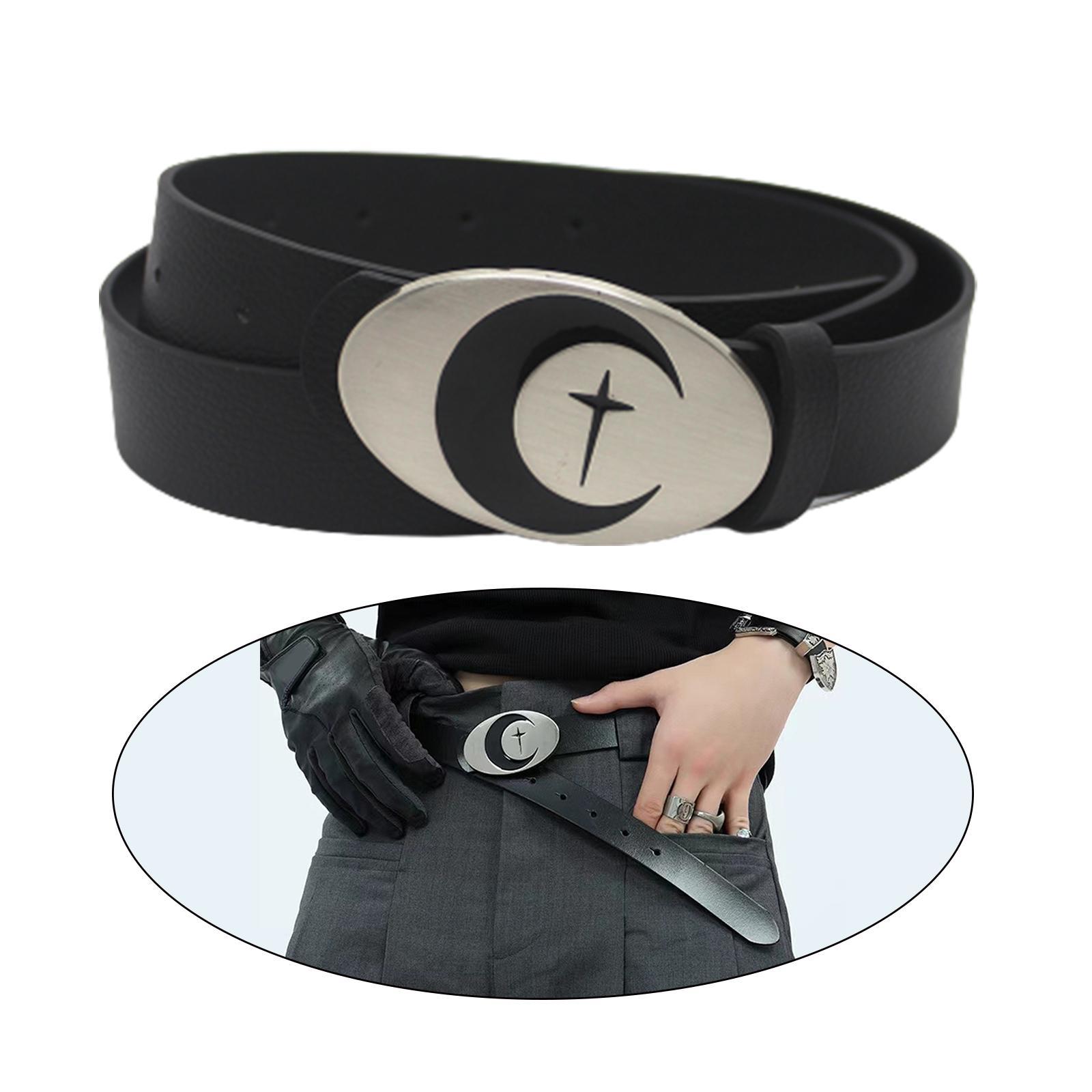 PU Leather Belt Waist Band Fashion Belt Punk Metal Buckle for Men and Women