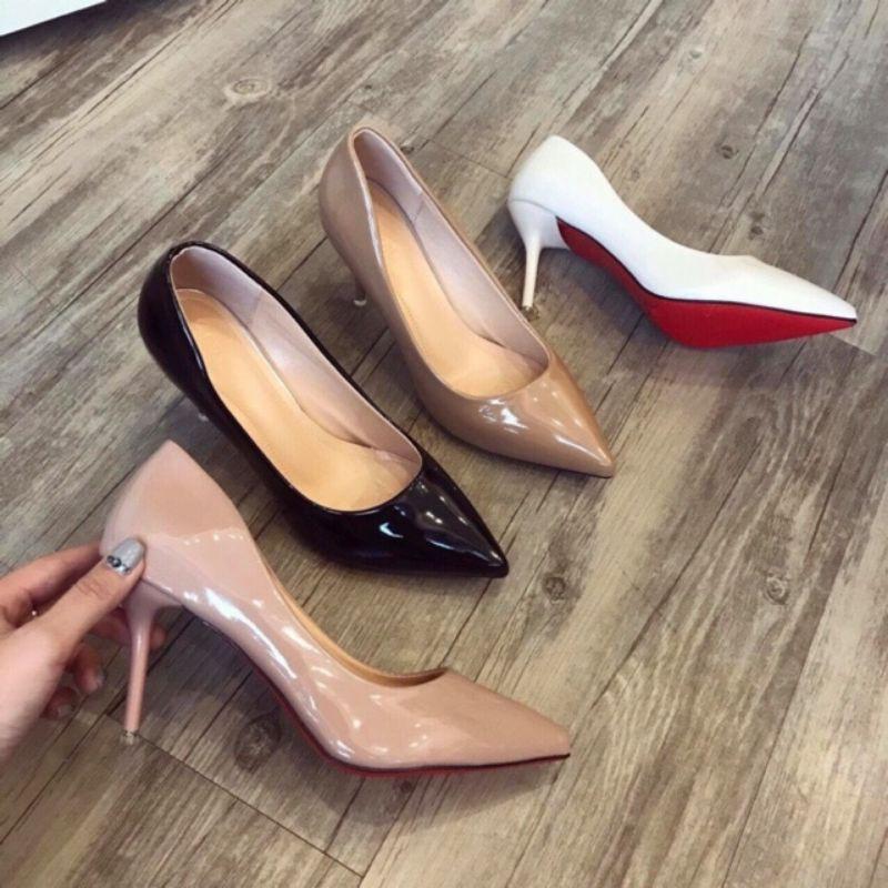 GIÀY CAO GÓT DA BÓNG TRƠN GÓT NHỌN - CAO 7P