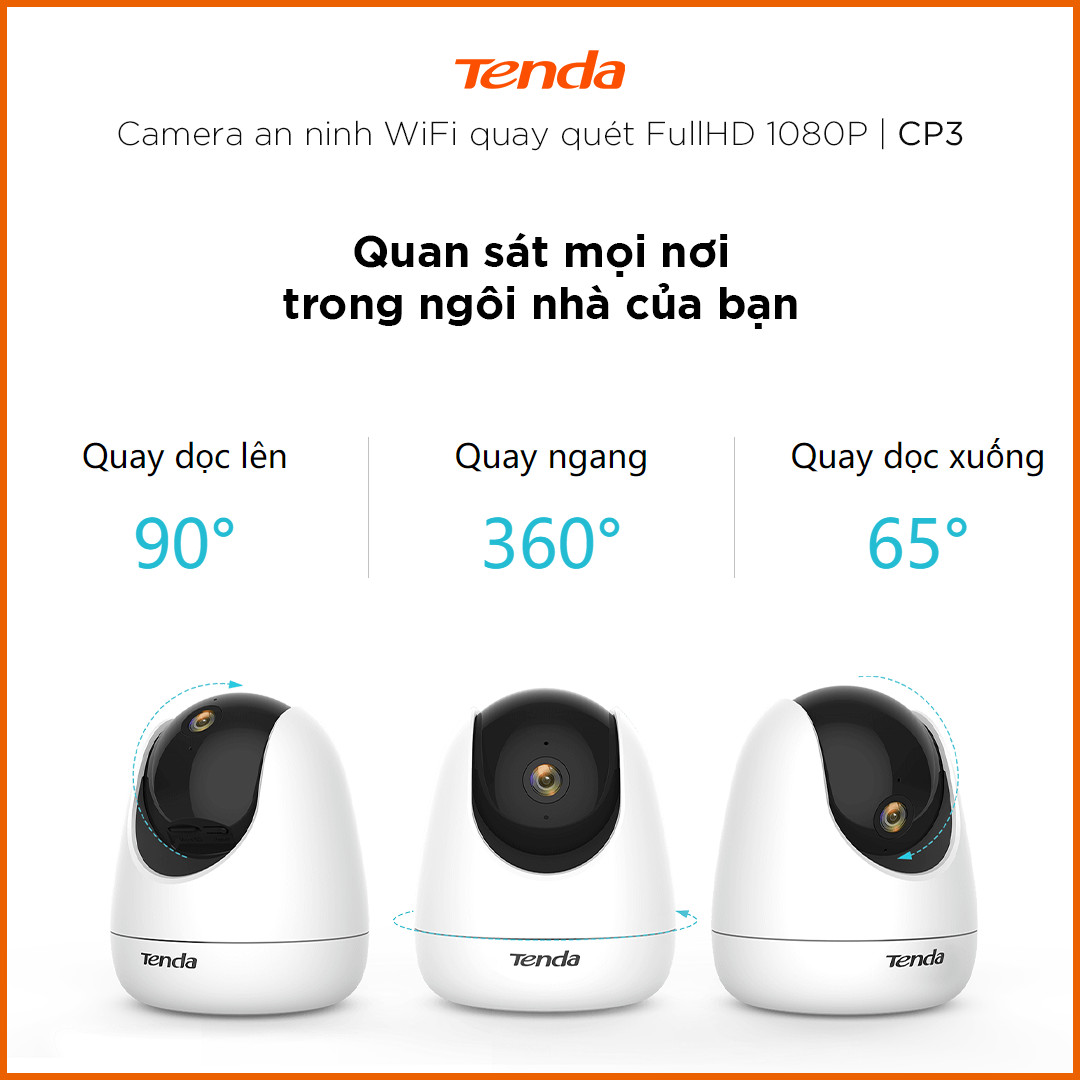 Camera IP Wifi Tenda CP3 Full HD 1080P 360° - Hàng Chính Hãng