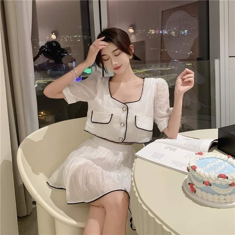 CHUNN Set croptop mix chân váy sang chảnh