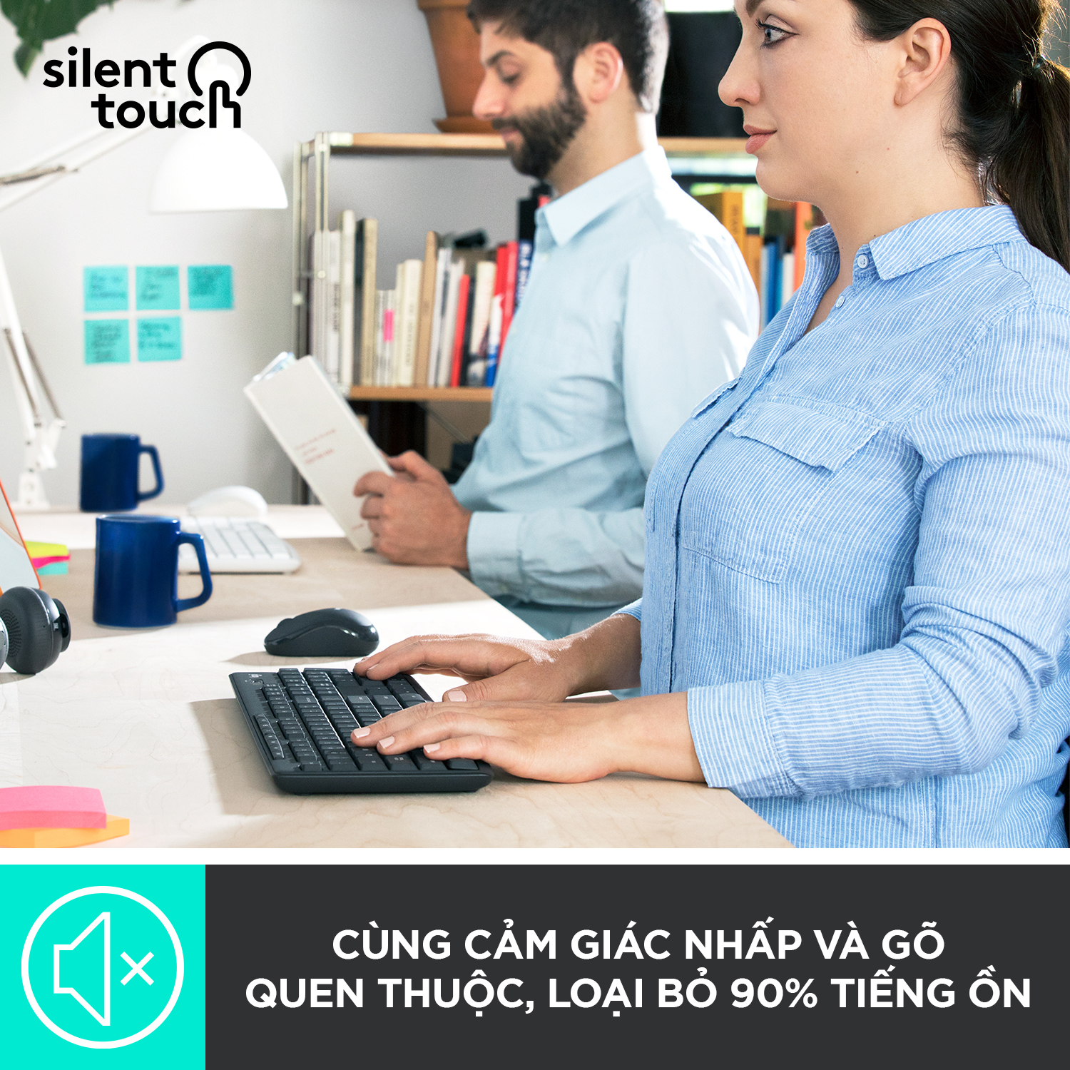 Combo chuột phím không dây Logitech MK295 Silent - Chống ồn 90%, có phím số, mắt đọc cải tiến, bền bỉ, không lag - Hàng chính hãng