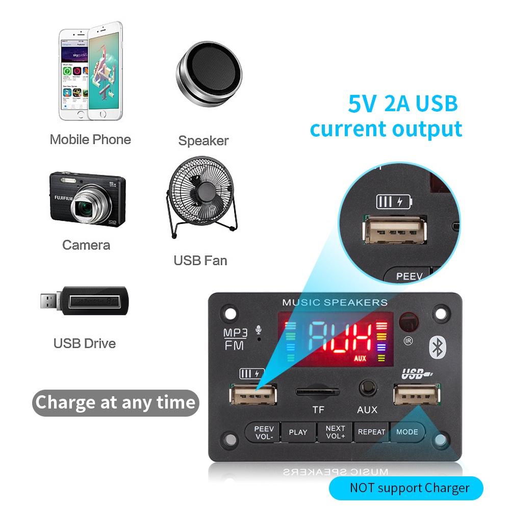 Bo mạch giải mã âm thanh đa chức năng: GHI ÂM, CALL, Thẻ nhớ, USB, FM, AUX, BLUETOOTH 5.0, SẠC USB, ĐKTX.