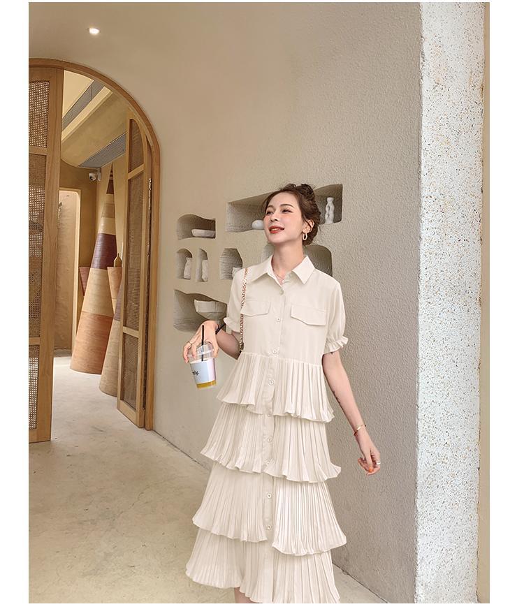 SHUANGYAN Blue Sea Yueno Fairy Mori Dress Platterone váy mối tình đầu màu đỏ 2023 mùa hè khí chất bánh váy chiffon đầm