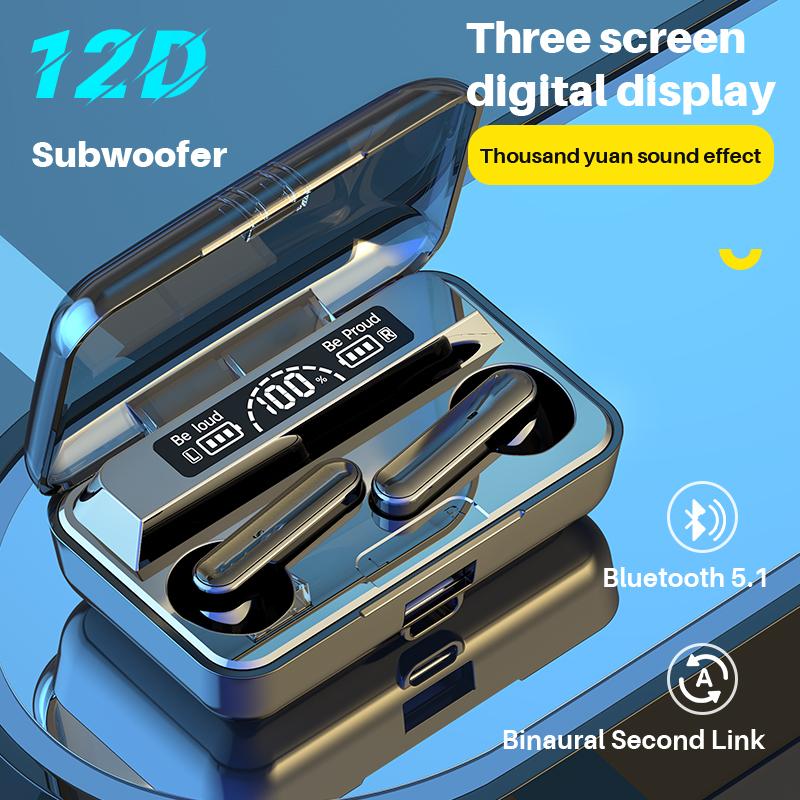 Mới Không Dây Tai Nghe TWS Bluetooth 5.1 Stereo Thể Thao Chống Thấm Nước Tai Nghe Có Đèn LED Hiển Thị Kỹ Thuật Số