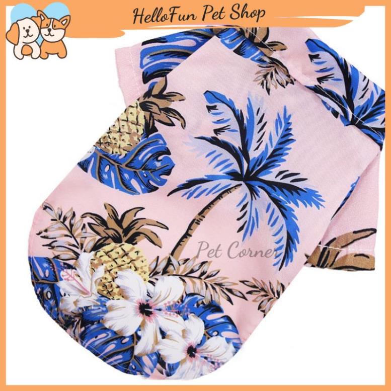 Áo sơ mi phong cách Hawaii cho thú cưng đi biển, áo cho chó mèo mùa hè thoáng mát