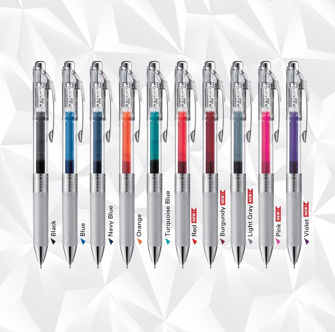 Bút gel Pentel Energel Infree thân trong BLN75TL, 10 màu sắc đa dạng (ngòi 0.5mm)| SIÊU MƯỢT- NHANH KHÔ NHẤT