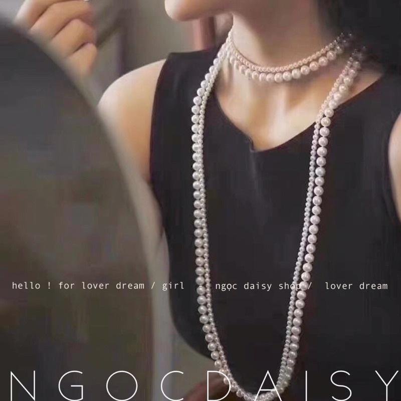 N171 bộ 2 dây chuyền handmade hạt ngọc tròn chập đôi hạt trai Đài Loan cao cấp