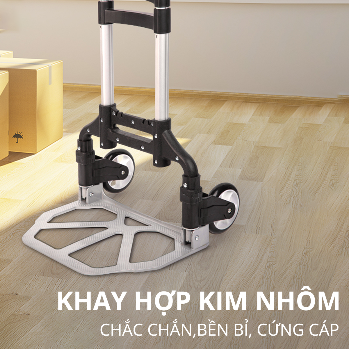 Xe Đẩy Hàng Gấp Gọn Đa Năng Deli Cao Cấp 6 Bánh / 2 Bánh - Chất Liệu Hợp Kim Nhôm Siêu Bền - Tải Trọng 70kg - DL431070