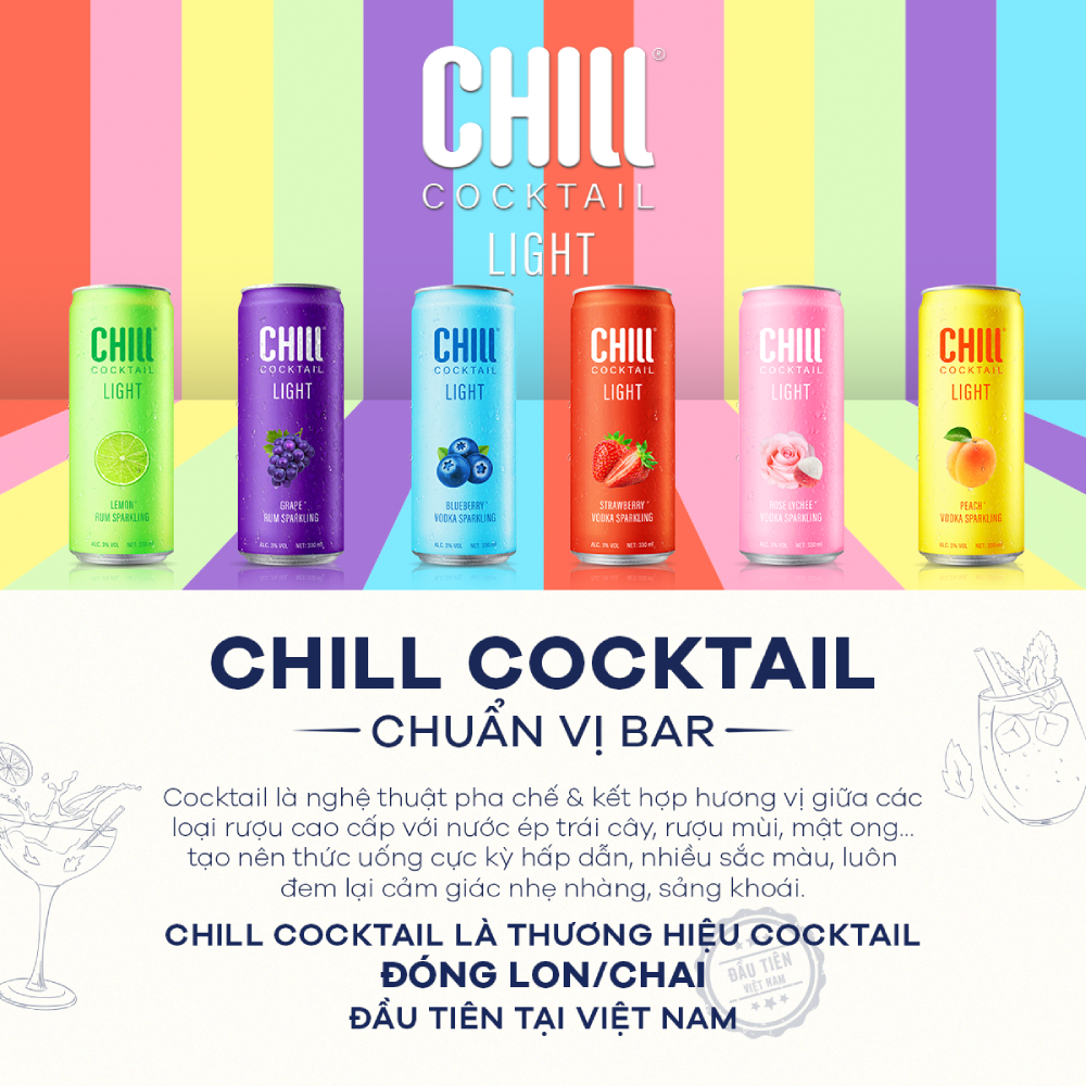 Thùng 6 lon Chill Cocktail mix vị 330ml/lon
