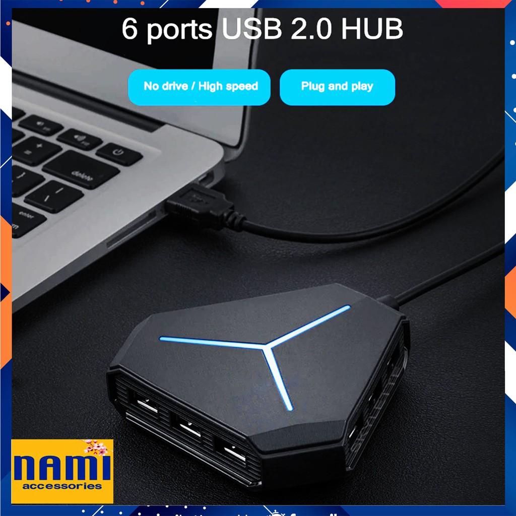 Bộ Chia USB 6 Cổng, USB Hub 6 Cổng Tiện Dụng Có Đèn LED Báo Hiệu