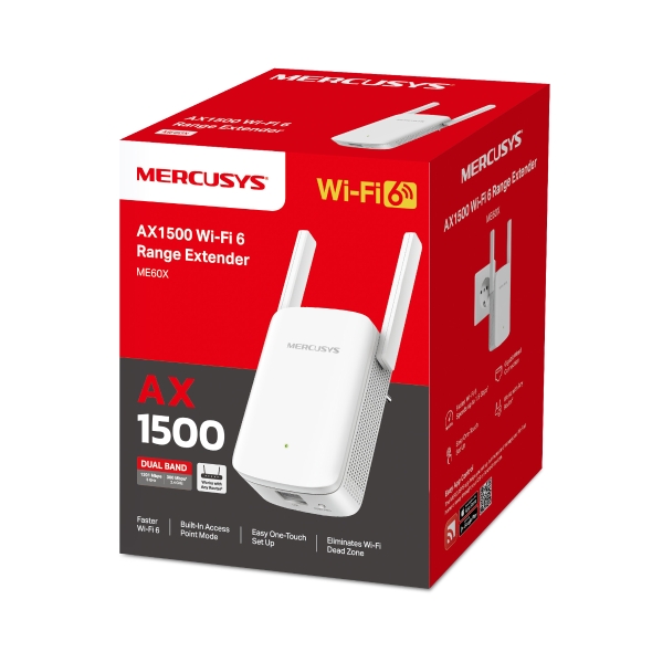 Bộ mở rộng sóng Wi-Fi 6 Mercusys ME60X AX1500 | Tăng Cường Và Mở Rộng Sóng Wi-Fi, Nhanh, Hiệu Suất Cao - Hàng Chính Hãng