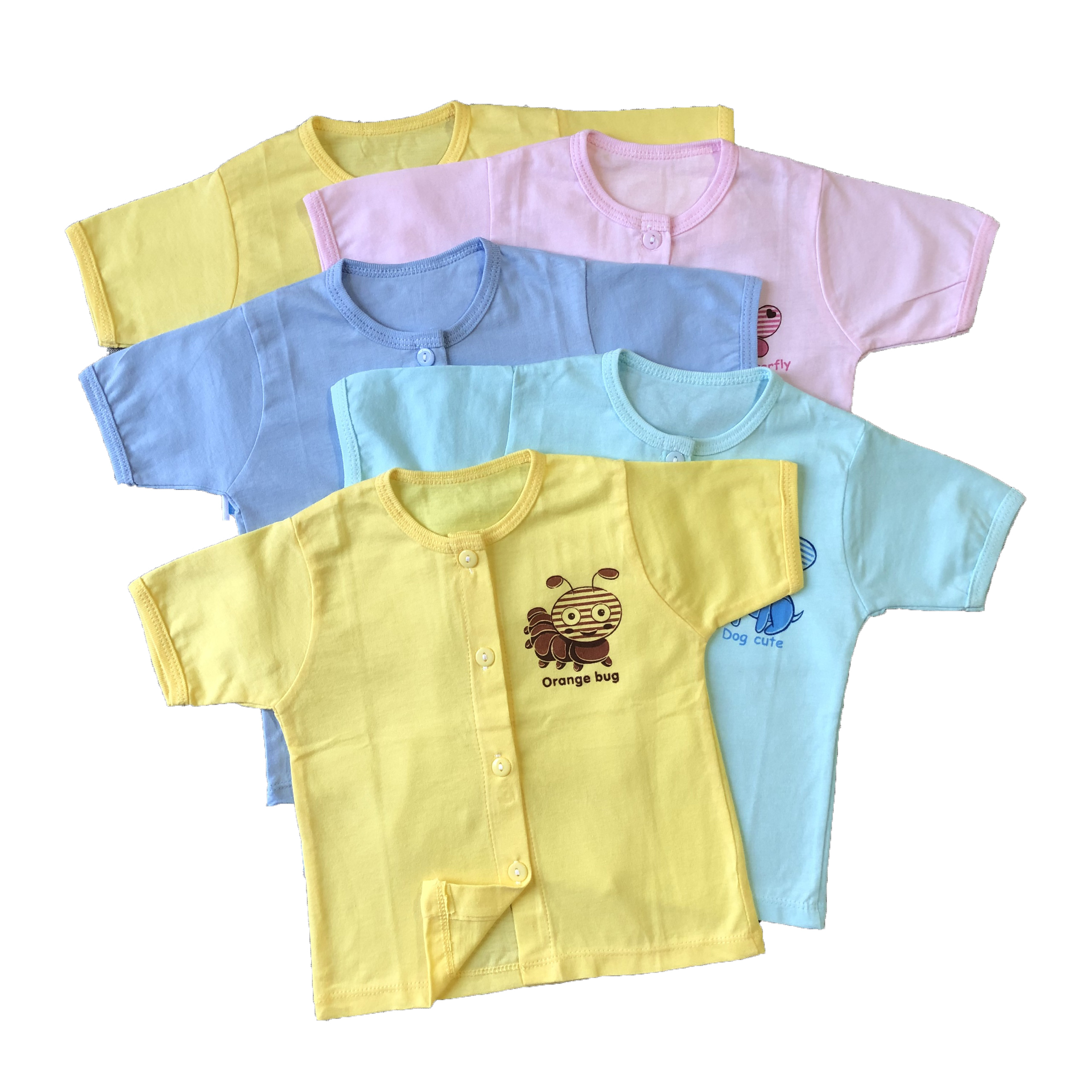 Combo 3 áo sơ sinh tay ngắn cài giữa màu Thái Hà Thịnh, chất vải 100% cotton mềm, mịn, thoáng mát, hàng Việt Nam chất lượng cao, hàng chính hãng