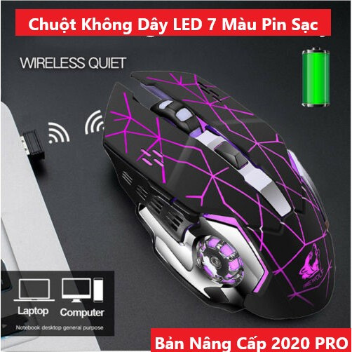 Chuột không dây chuyên GAME XSmart Wolf X8 PRO NÂNG CẤP Wireless 2.4GHz SIÊU NGẦU, Tự động đổi màu sắc - Hàng Chính Hãng