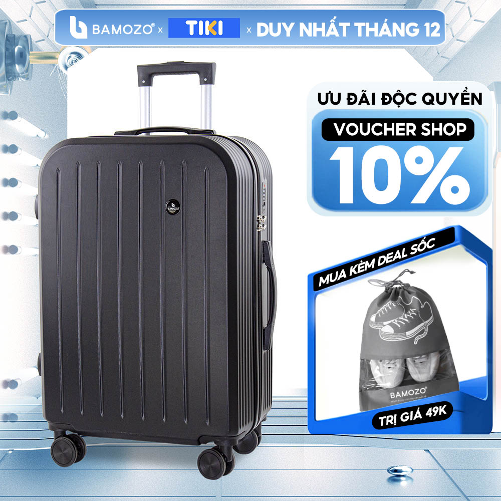 Vali Du Lịch Thời Trang Bamozo 8812 Size 2024 , Vali Nhựa Kéo Được Bảo Hành 5 Năm. - Đen - Size 24