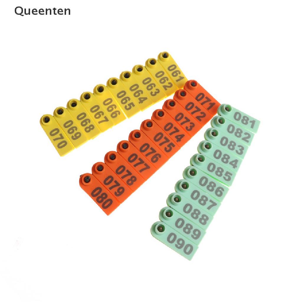 Queenten 100Pcs Goat Sheep Pig Cattle Beef Plastic Livestock Ear Tag Number Tags QT